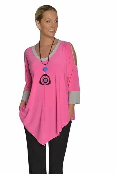 IC Collection V-Neck Open Shoulder Tunic-9902T-B