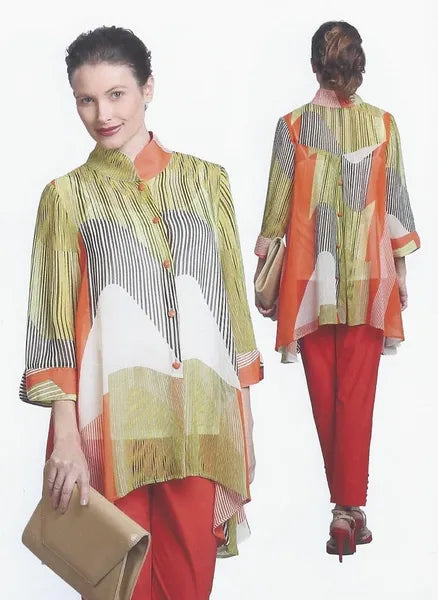 IC Collection Sheer Button Down Blouse- IC-9962B