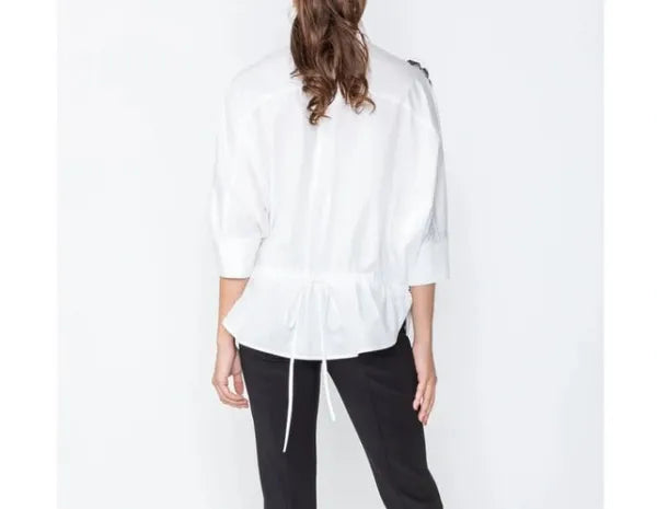 IC Collection White & Black Flower Top-IC-4303B