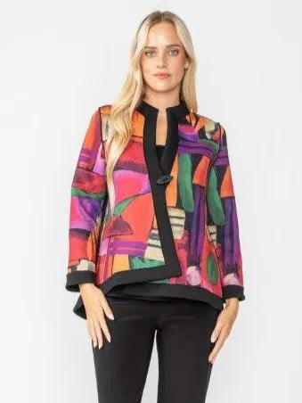 IC Collection One Button Mosaic Jacket-IC-6696J