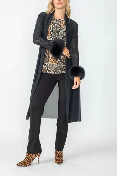 IC Collection Feather Cuff Mesh Long Jacket-IC-6963J