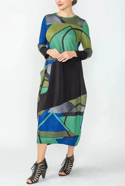 IC Collection Abstract Blocking Bubble Dress | Unique Apparel USA