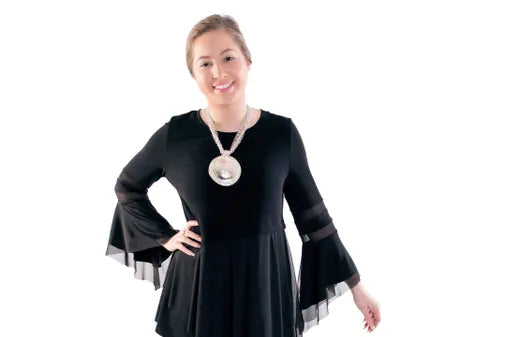 IC Collection Mesh Sleeve Tunic 3402T-BLACK