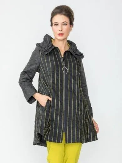 IC Collection Funky Pinstripe Zip-Up Jacket-IC-6747J