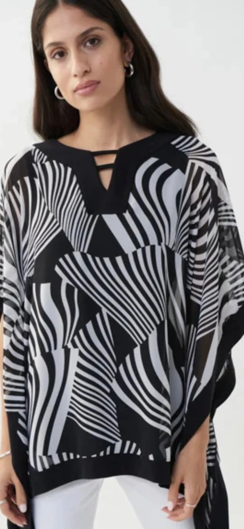 Joseph Ribkoff Vanilla Silk Print Kaftan Top-222096