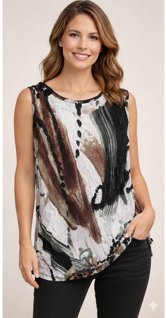 By JJ Abtrast Print CrinkleD Tank-IT-201CP