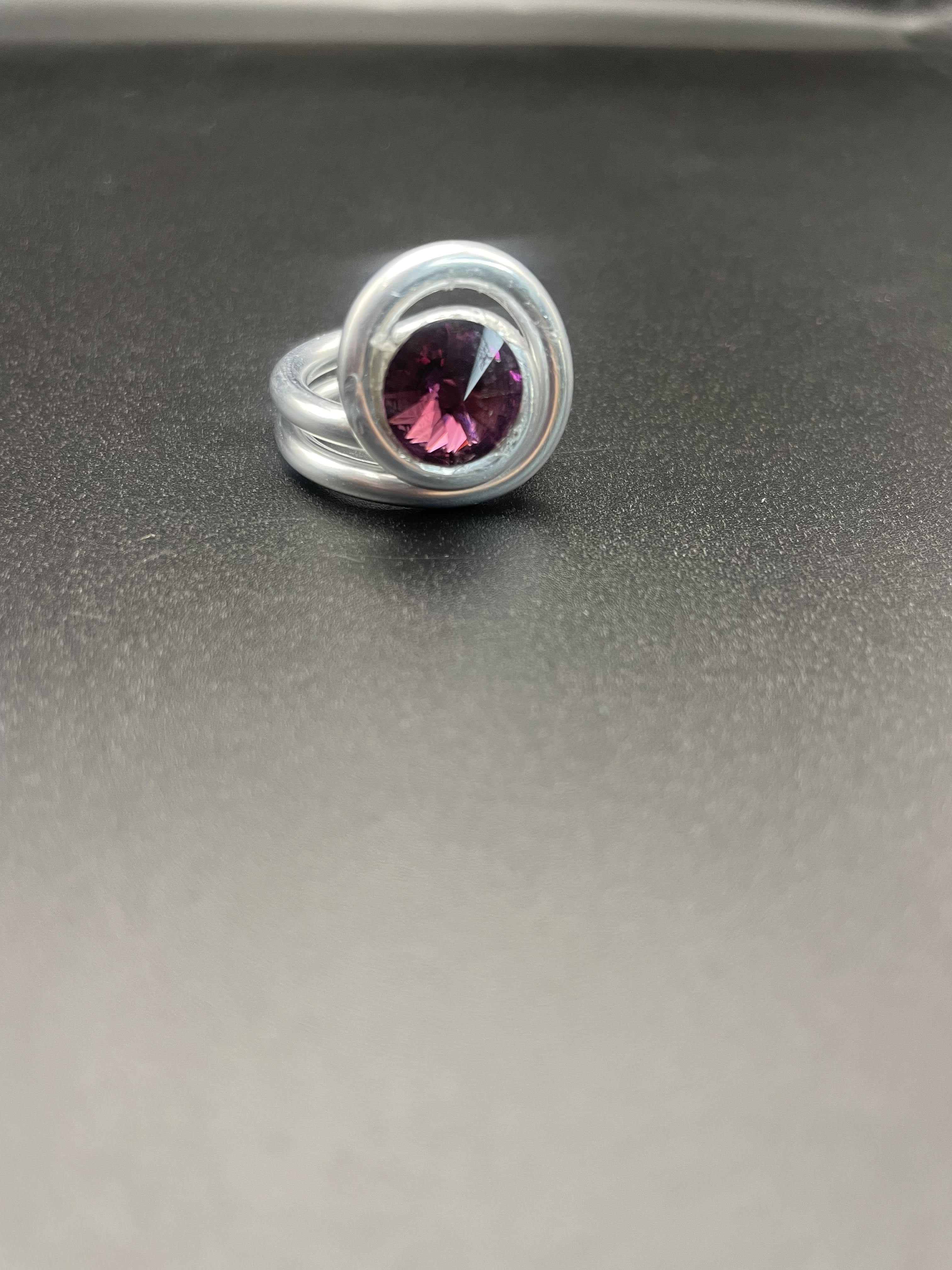 Jeff Lieb Statement Ring with Purple Swarovski Crystal-132-R