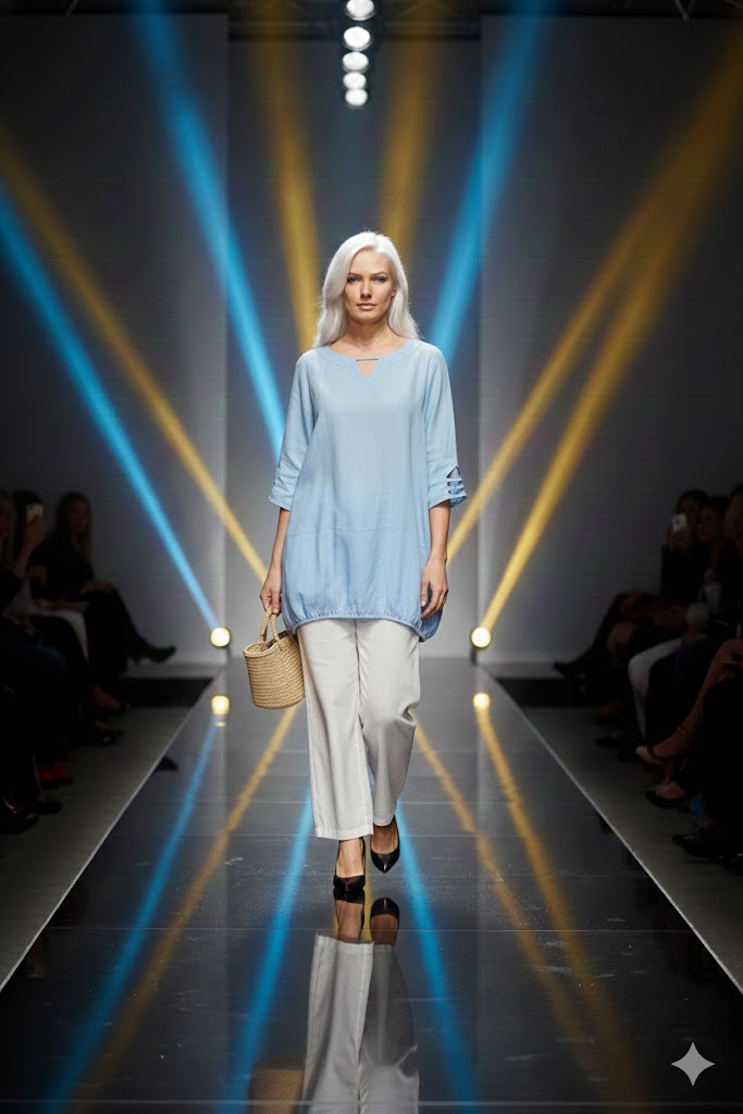 IC Collection Key Hole Linen Tunic-IC-1422T