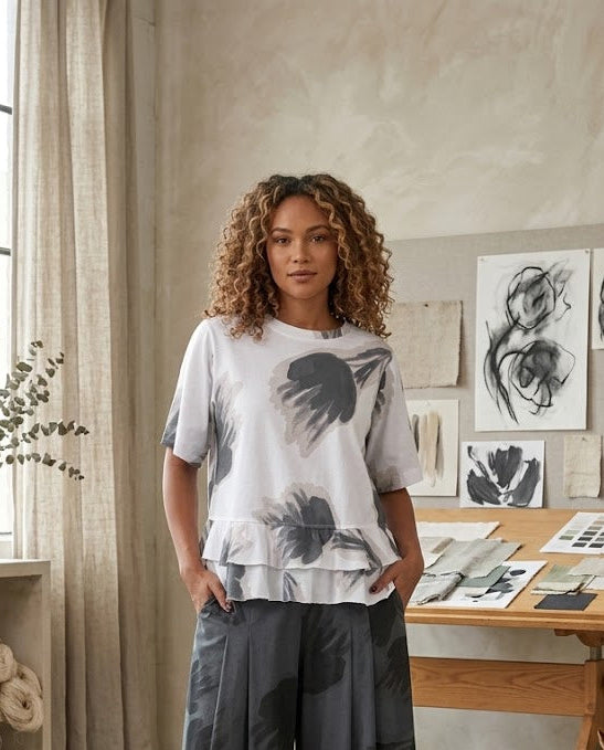 Alembika Urban Fleeting Ruffle Tee, Cloud-UT131C