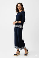 Joseph Ribkoff Silky Knit Fitted Top With Guipure Hem Detail-261069