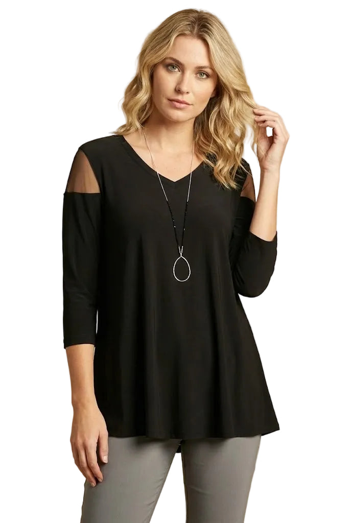 BY JJ Mesh Cutout V-Neck Top – IT-106