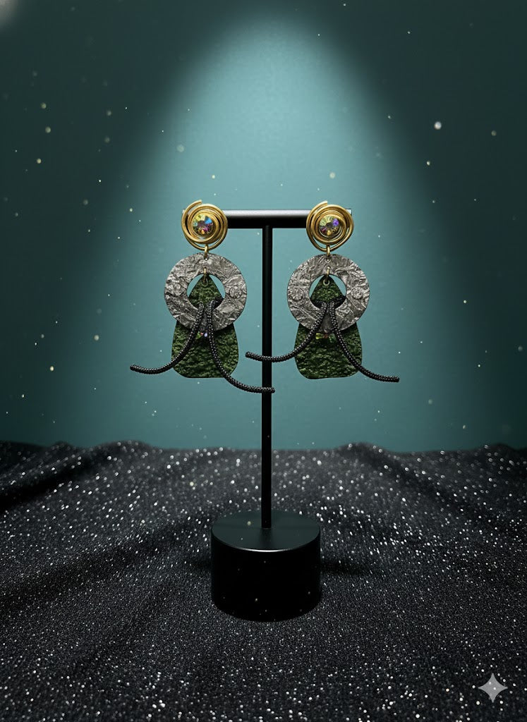 Jeff Lieb Green Textured Drop Earrings-33965