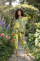 Alembika Lullaby Punto Pants, Gold/Ocean Dots-SP716O