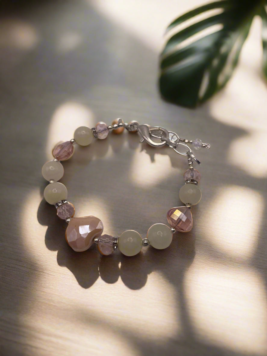 Green and Blush Beaded Bracelet-8225