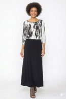 IC Collection Solid Black Maxi Skirt-C1037S