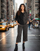 Alembika Coupe Draped Top, Black/Bronze Dots-ET748M