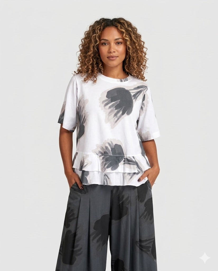 Alembika Urban Fleeting Ruffle Tee, Cloud-UT131C