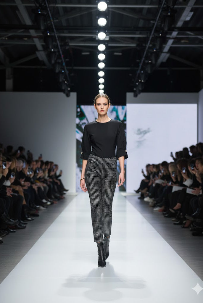 Joseph Ribkoff Jacquard Dot Slim Fit Pull-On Pants | Unique Apparel USA