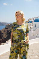 Alembika Sun Soaked Trapeze Top, Gold/Ocean Dots-ST833O