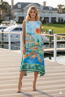 IC Collection Riviera Square Neck Print Dress-7671D