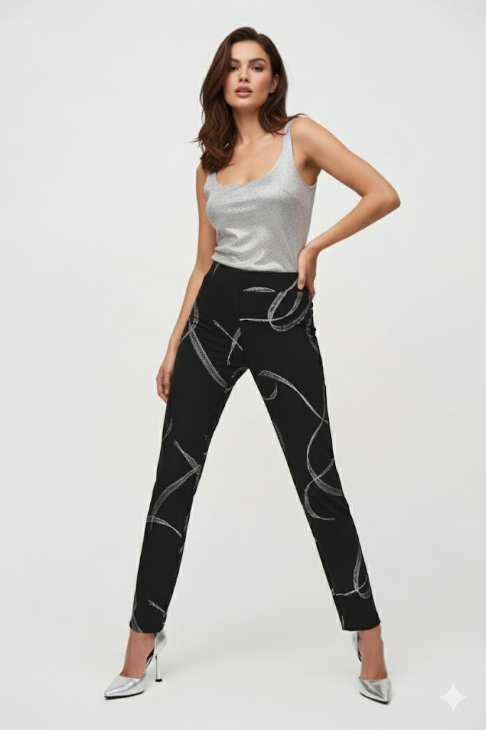 Joseph Ribkoff Silky Knit Abstract Print Pull-On Pants | Unique Apparel USA