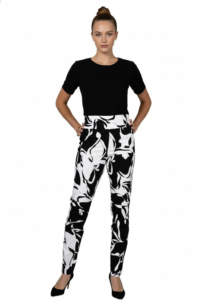 Frank Lyman Black Abstract Pant-236108