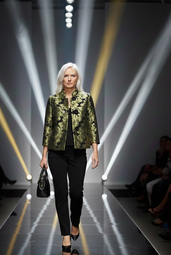 IC Collection Jacquard Button Front Jacket | Unique Apparel USA