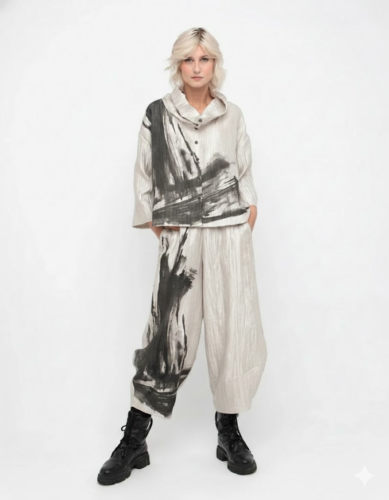 Ozai N Ku Boreas Shimmer Shirt, Ivory-766010T