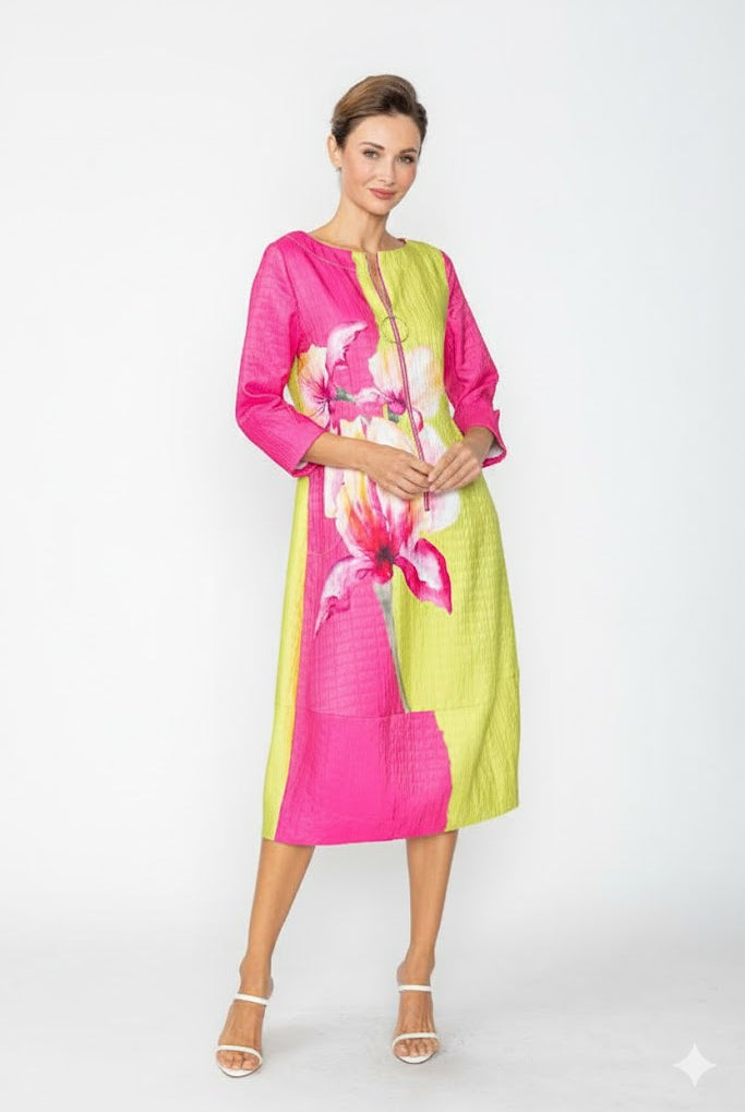 IC Collection Art Bloom Zip-Front Dress | Unique Apparel USA