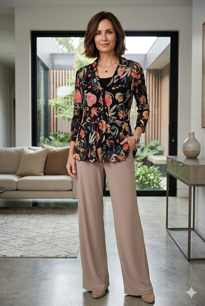 By JJ Floral Crinkled Button Down Top-ME-403