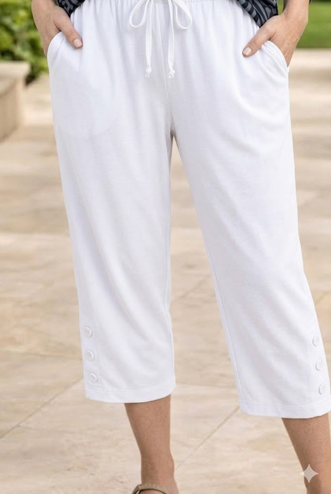 By JJ Side Button Capri Pants-CT-135P, view 3