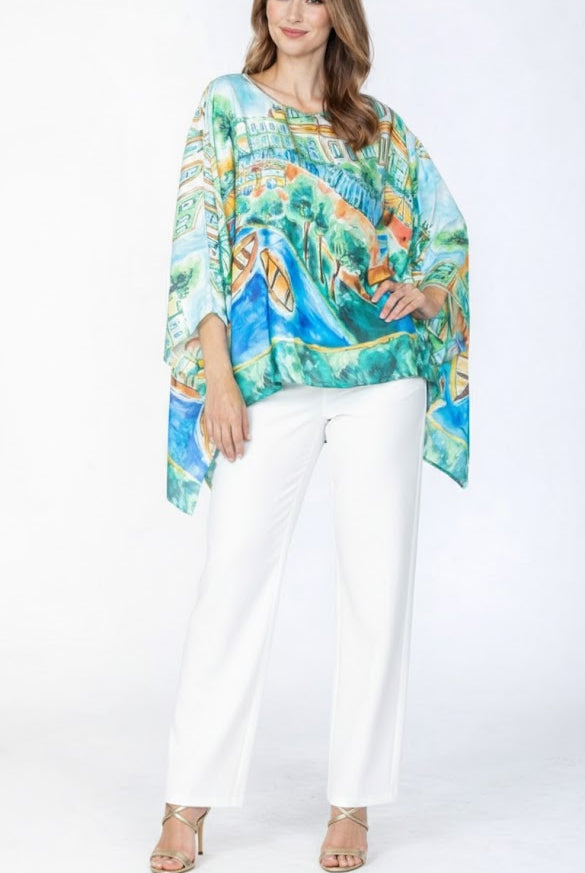 IC Collection Cold Shoulder Print Poncho Top - 7670T | Unique Apparel USA