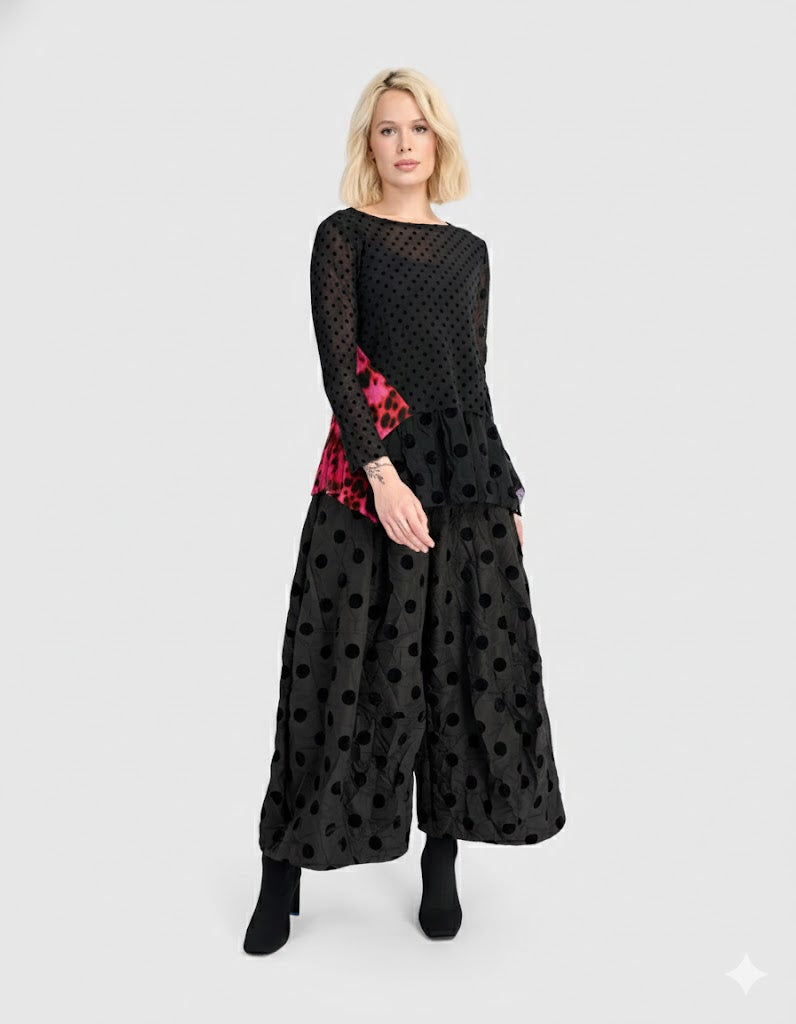 ALEMBIKA Pois Barrel Pants - Polka Dot Wide Leg Trousers EP706D