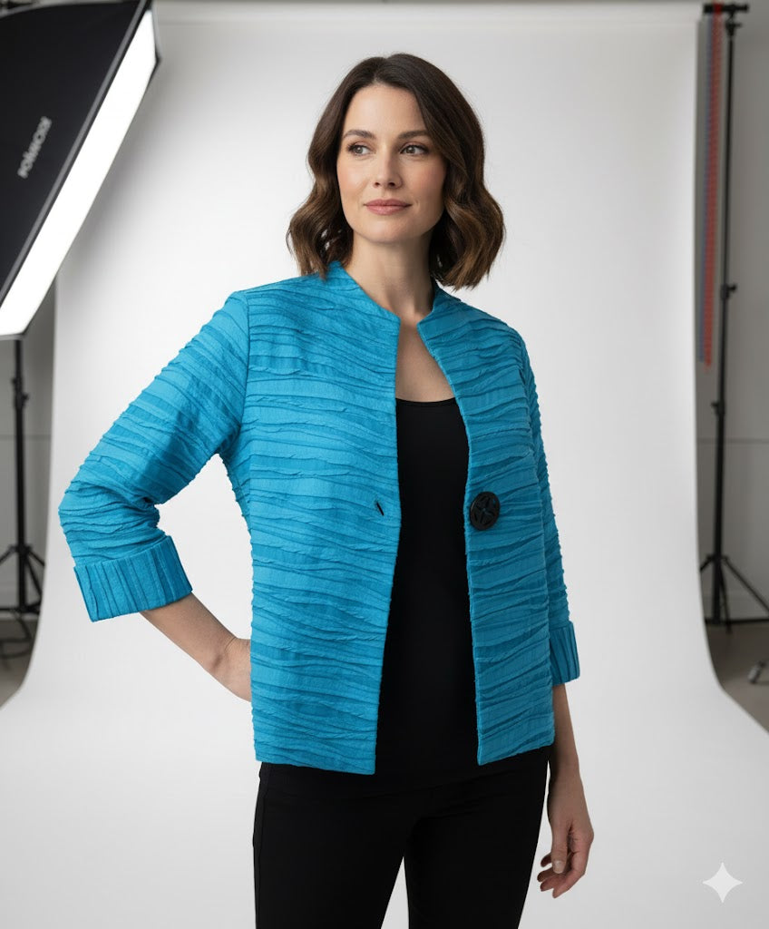 IC Collection Asymmetric One Button Jacket- IC-2643J