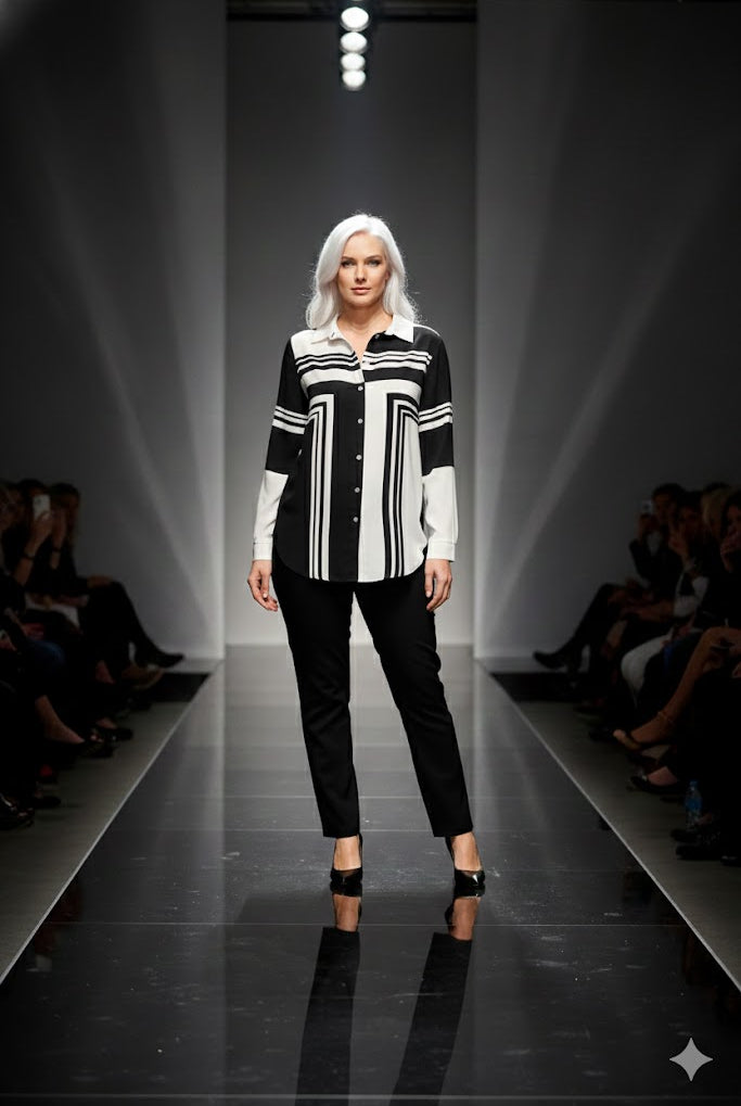 Joseph Ribkoff Vanilla Black Abstract Print Top | Unique Apparel USA