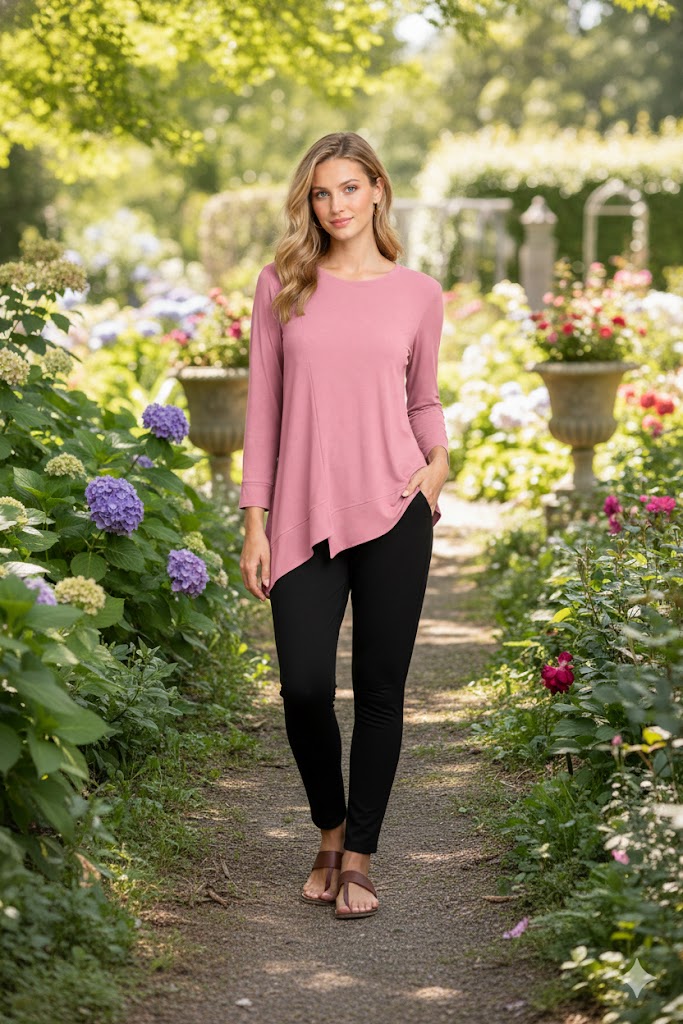 By JJ Asymmetric Hem Long Sleeve Tunic-IT-101