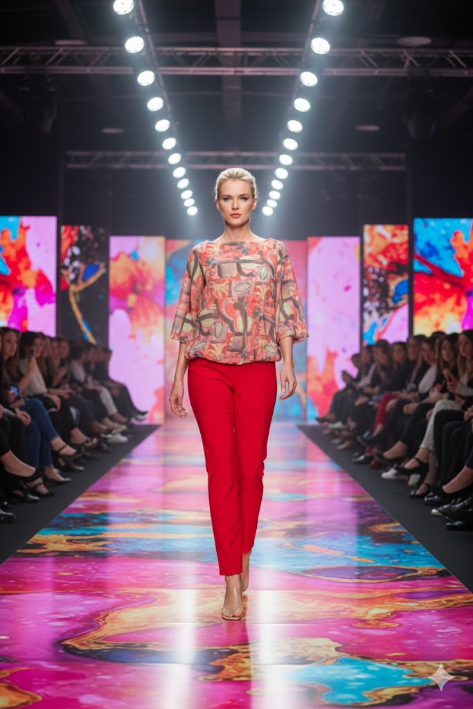 IC Collection Tencel Abstract Balloon Top-C1079T