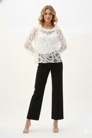 Joseph Ribkoff Burnout Woven Boxy Top With Cowl Neck-262020