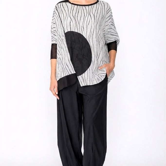 IC Collection Top With Mesh Sleeve-7812T