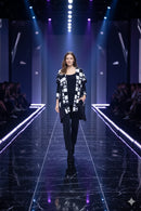 IC Collection Asymmetrical Black & White Check Jacket-7558J