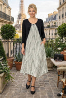 IC Collection Side Contrast Dress-7871D