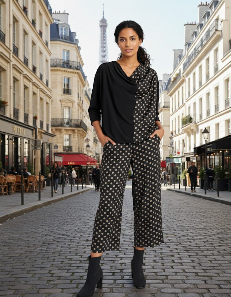 Alembika Eclat Straight Pants, Black/Bronze Dots-EP707B