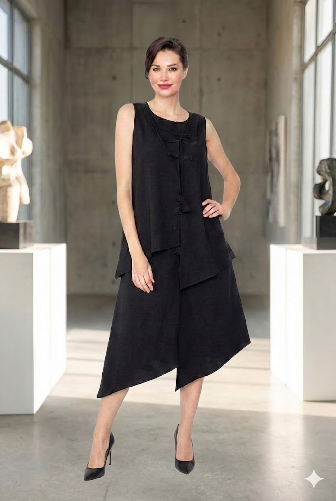 IC Collection Floral Tie Asymmetrical Dress-7842D