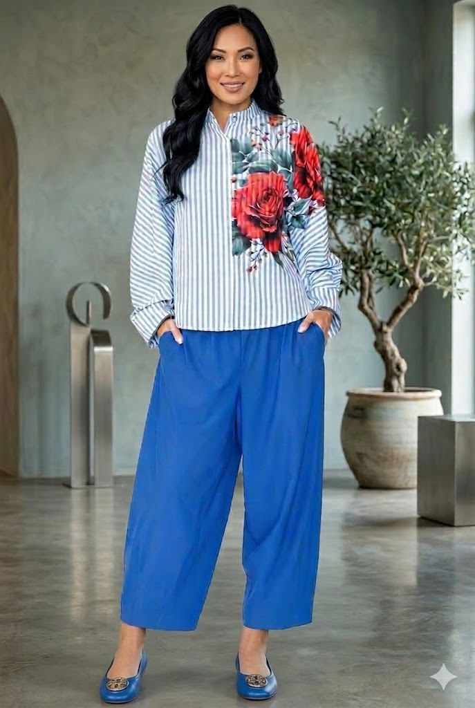 IC Collection Origami Shirt with Flower-IC-7627T