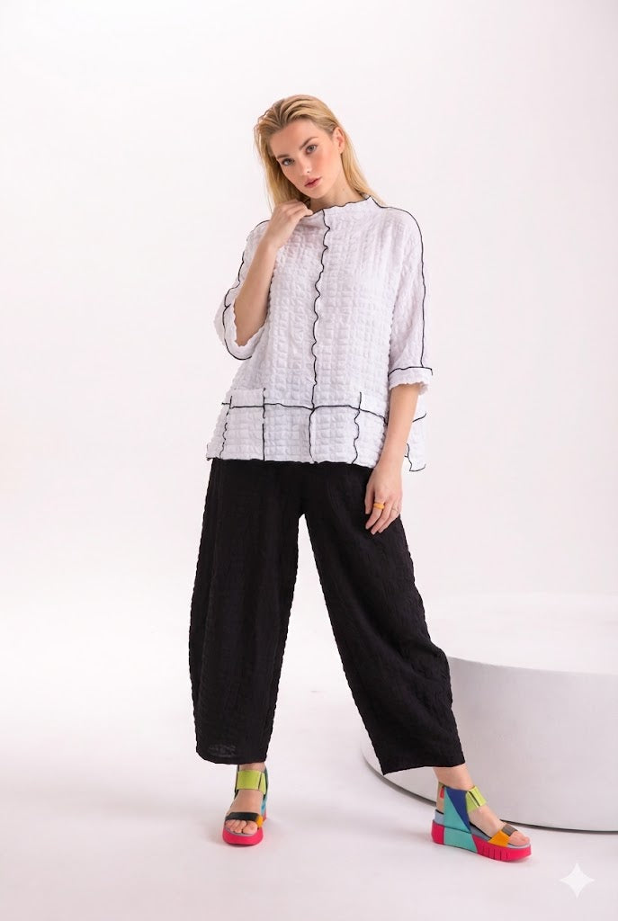 Moonlight Crinkle Contrast Edge Tunic-ML-4073