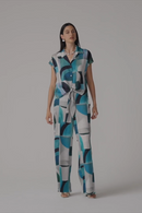 Joseph Ribkoff Geometric Satin Tie-Front Top-261065