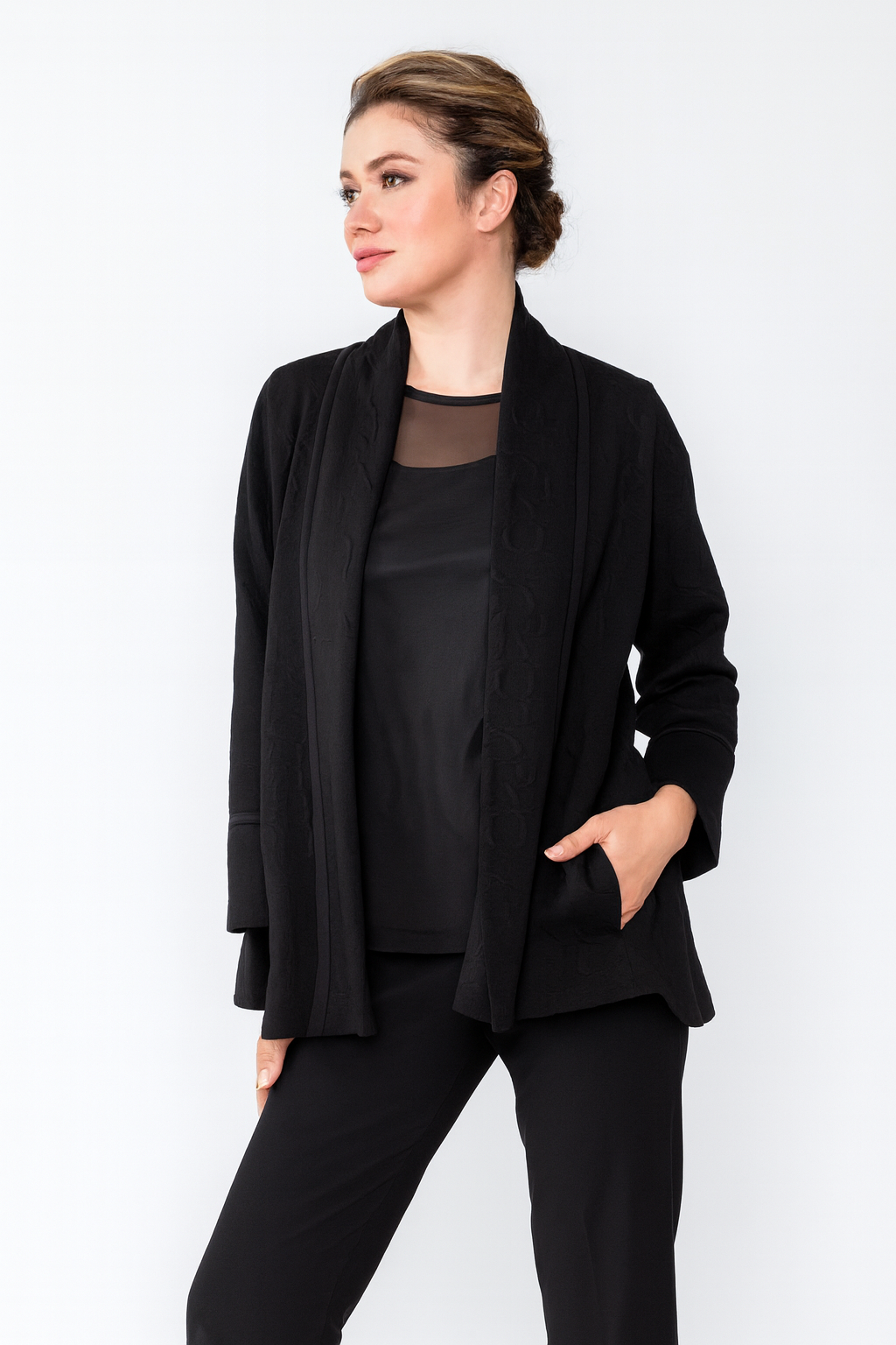 IC Collection Alphabet Embossed Open Jacket-IC-4586J