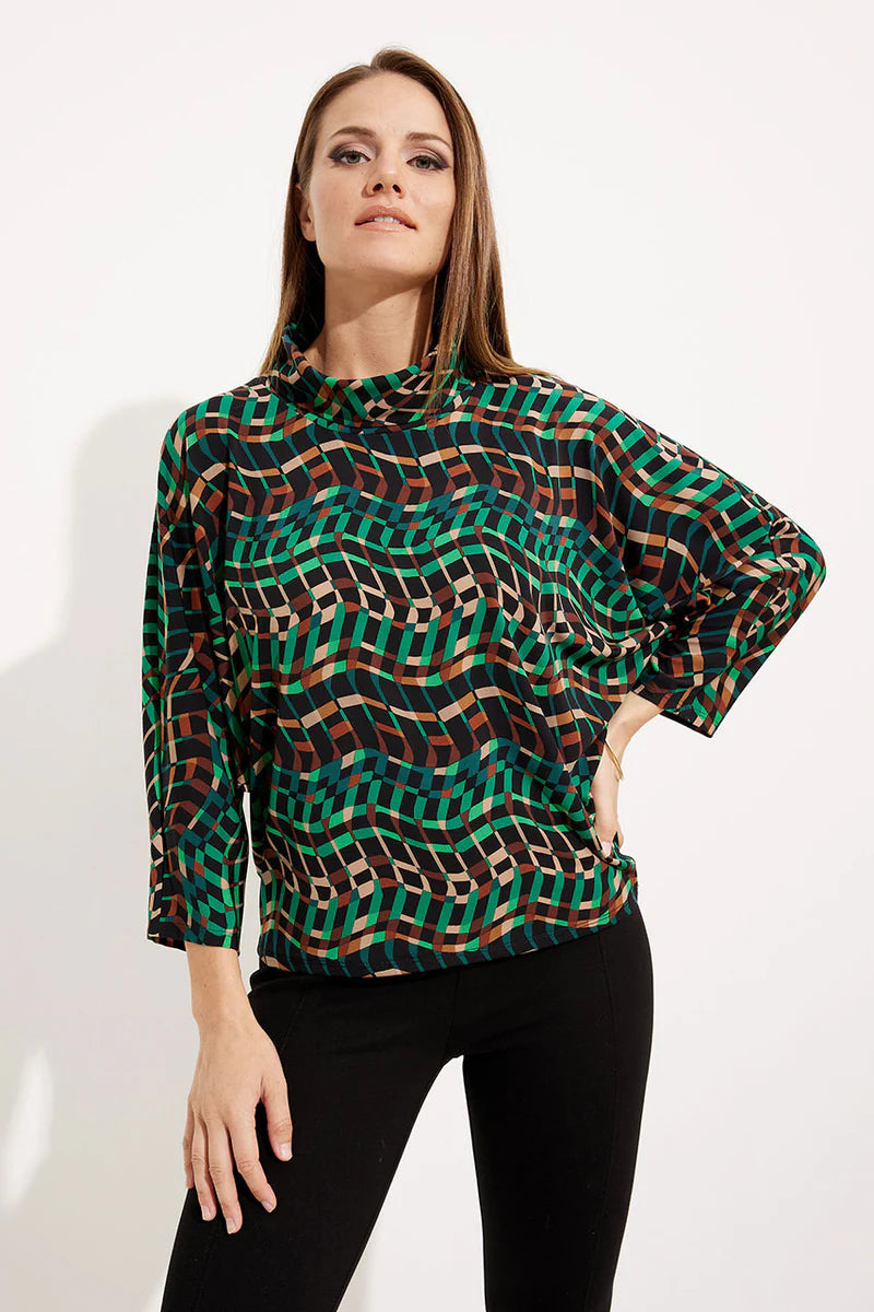 Joseph Ribkoff Geo Print Mock Neck Tunic | Unique Apparel USA