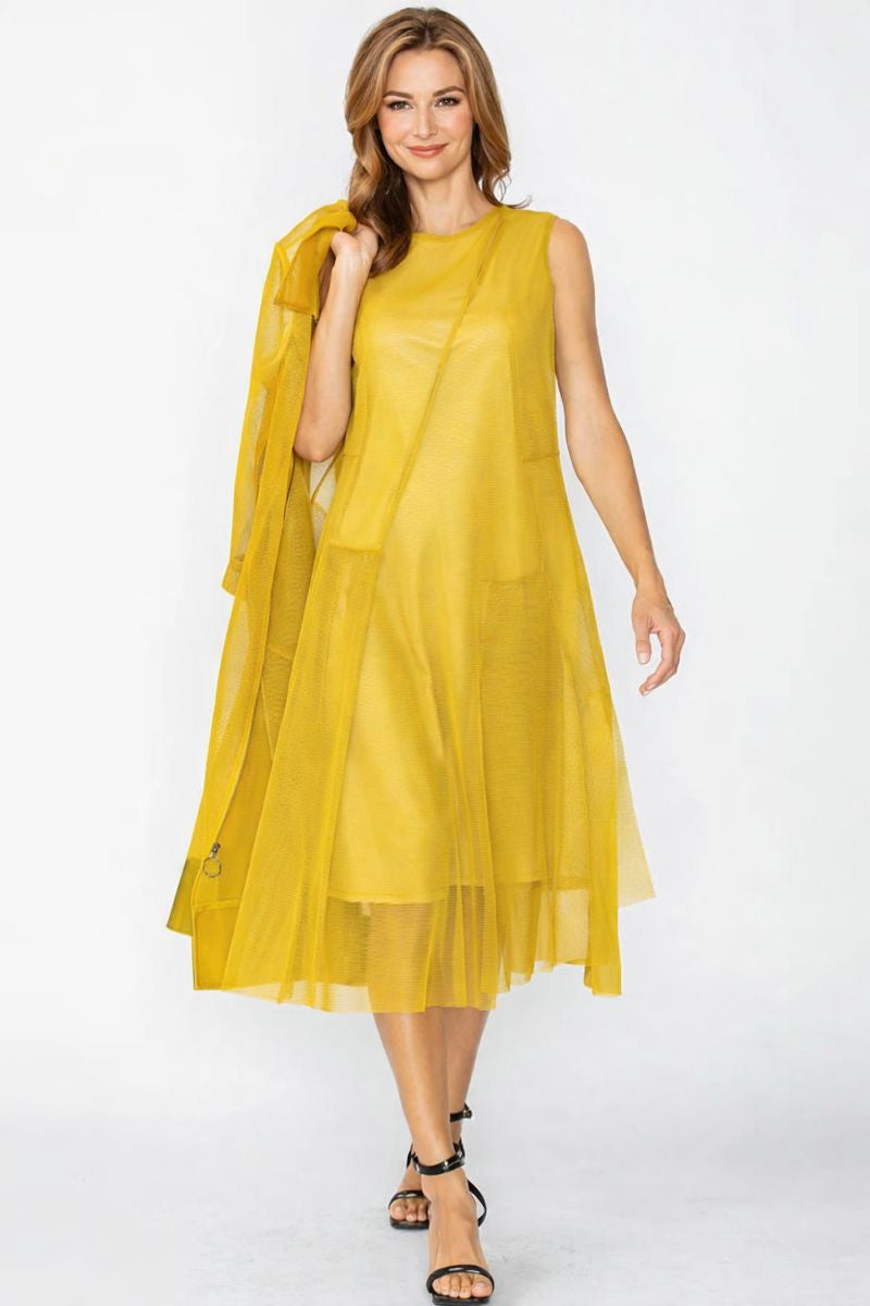 IC Collection Asymmetrical Cut Line Sleeveless Dress-7656D