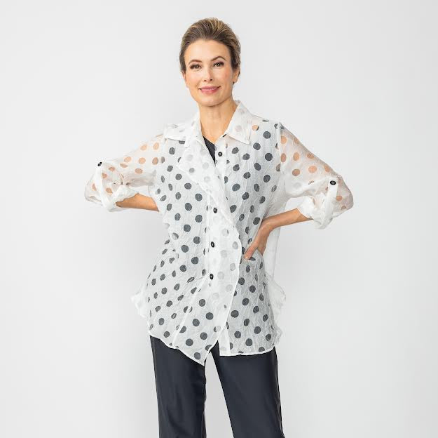 IC Collection Polka Dot Blouse- 7024B-dup